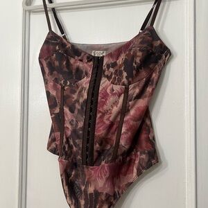 Free People Multicolor Floral Bodysuit